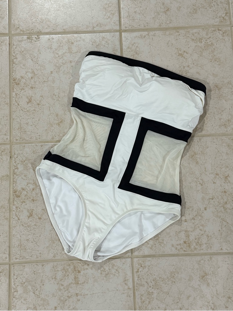 New Anne Cole White One-Piece Swimsuit With Black Trim
